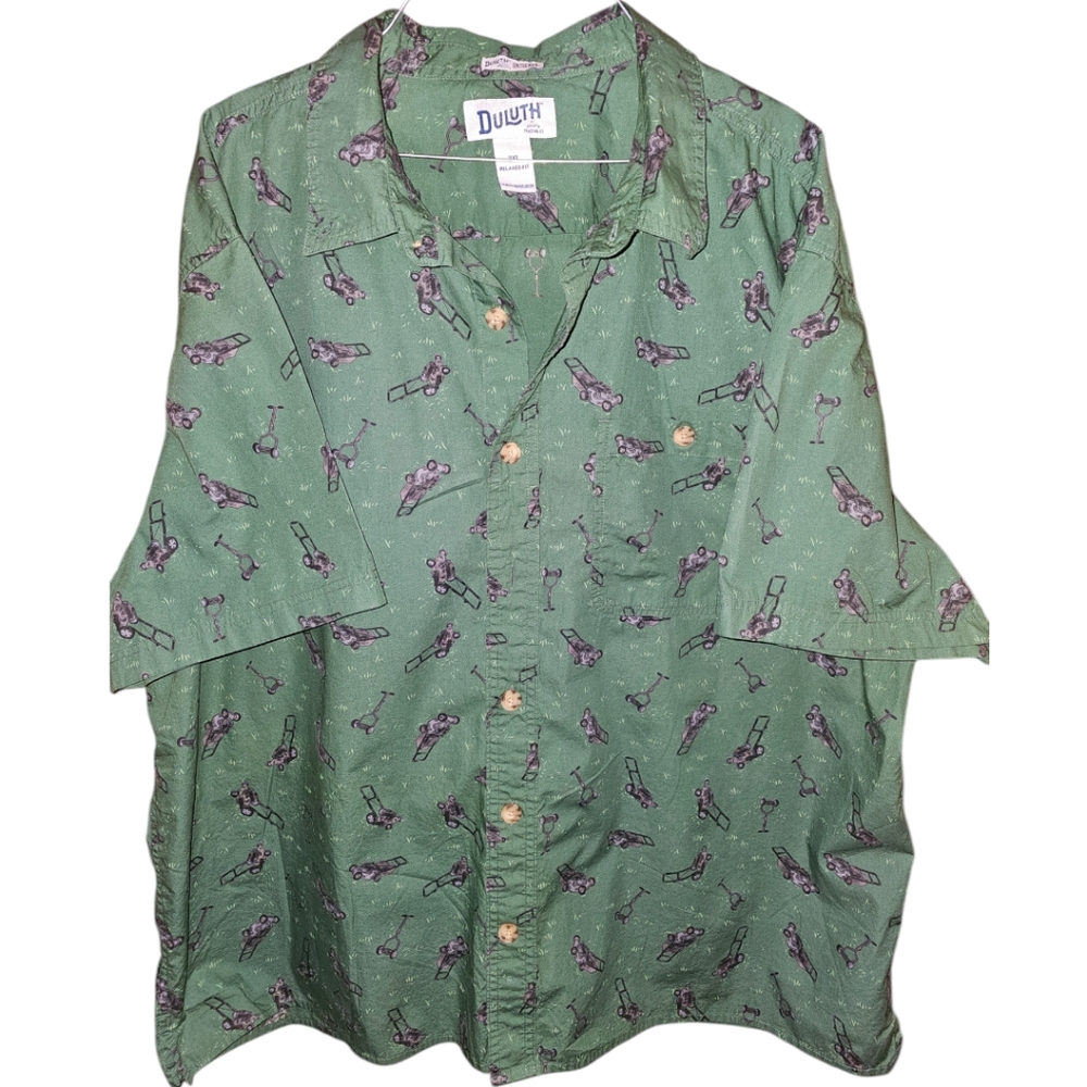 DeluthTrading Co. Relaxed Untucked Lawn Mower Print Shirt Size 2XL